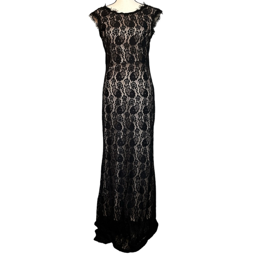 B&A By Betsy and Adam Black Lace Sexy Formal (Wedding/Prom/Cruise) size 10